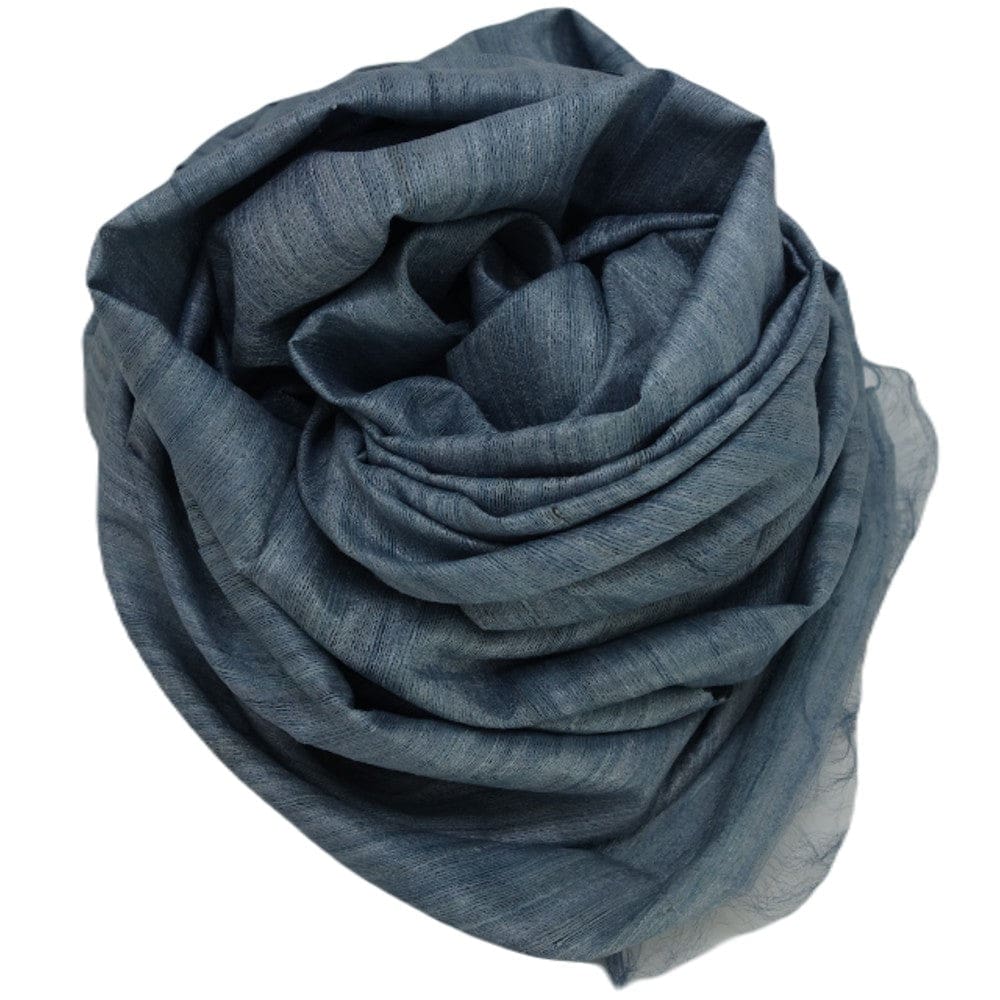 Sal tesut manual din 100% Matase Naturala Organica - Ghicha Tassar/Tussar Silk - Blue Gray-> Cod: BGHICHA2(.) - sal matase naturala organica