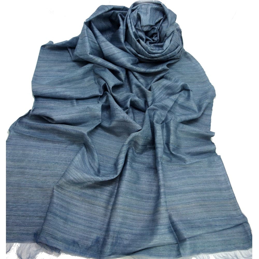 Sal tesut manual din 100% Matase Naturala Organica - Ghicha Tassar/Tussar Silk - Blue Gray-> Cod: BGHICHA2(.) - sal matase naturala organica