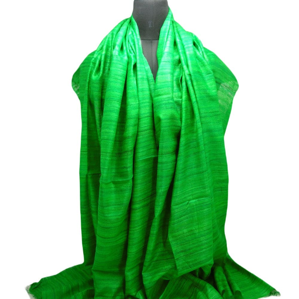 Sal tesut manual din 100% Matase Naturala Organica - Ghicha Tassar/Tussar Silk - Classic Green -> Cod: GHICHA2(..) - sal matase naturala