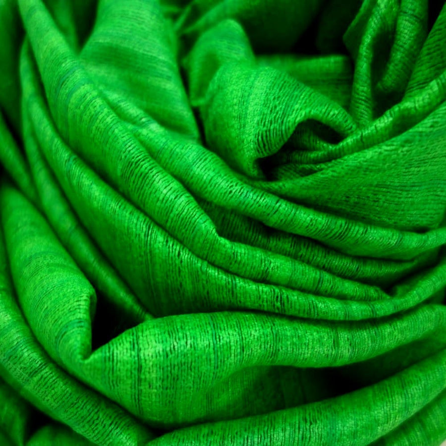 Sal tesut manual din 100% Matase Naturala Organica - Ghicha Tassar/Tussar Silk - Fresh Green -> Cod: GHICHA3(...) - sal matase naturala