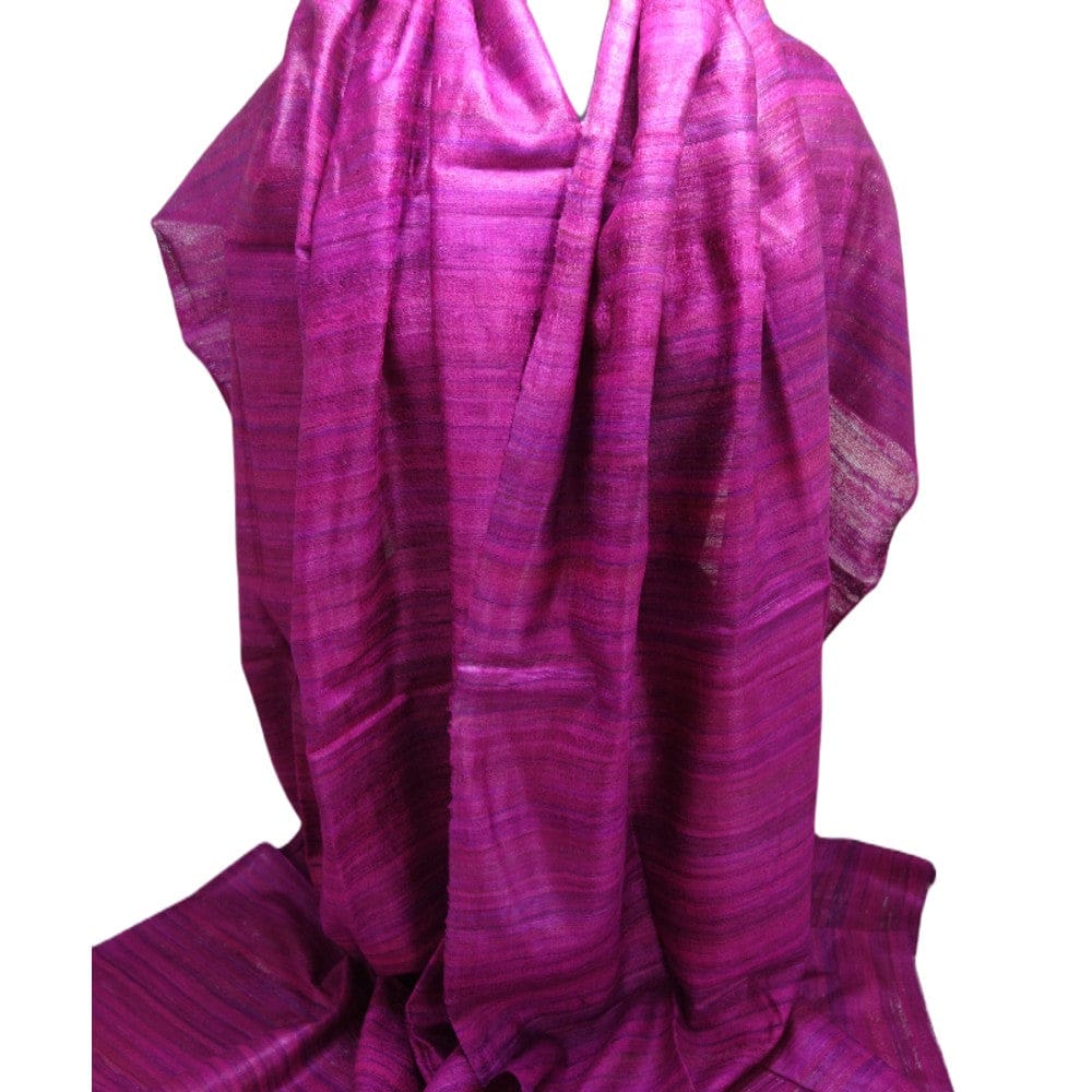 Sal tesut manual din 100% Matase Naturala Organica - Ghicha Tassar/Tussar Silk - Lilac Magenta ->RGhicha10 (...) - sal matase naturala