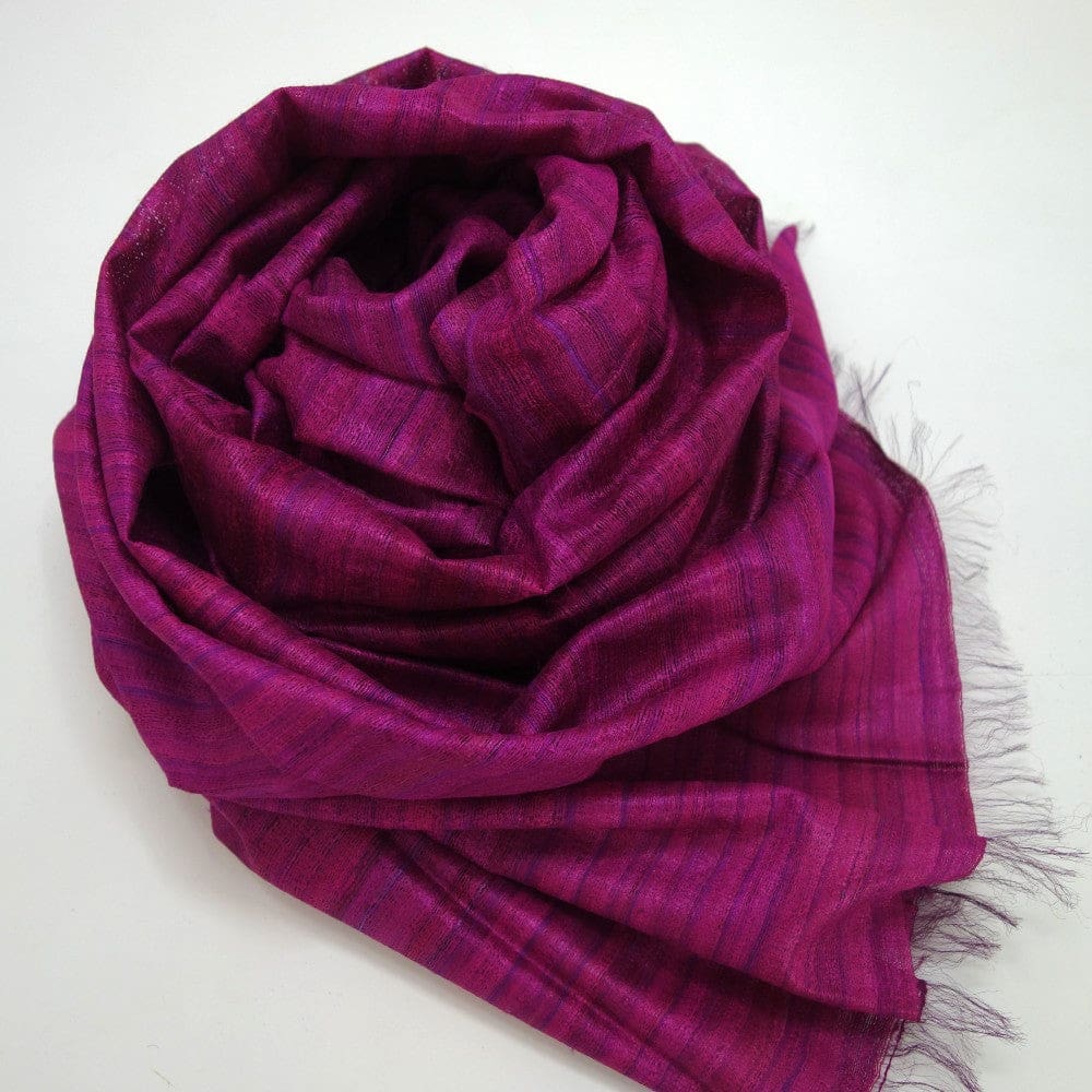 Sal tesut manual din 100% Matase Naturala Organica - Ghicha Tassar/Tussar Silk - Lilac Magenta ->RGhicha10 (...) - sal matase naturala