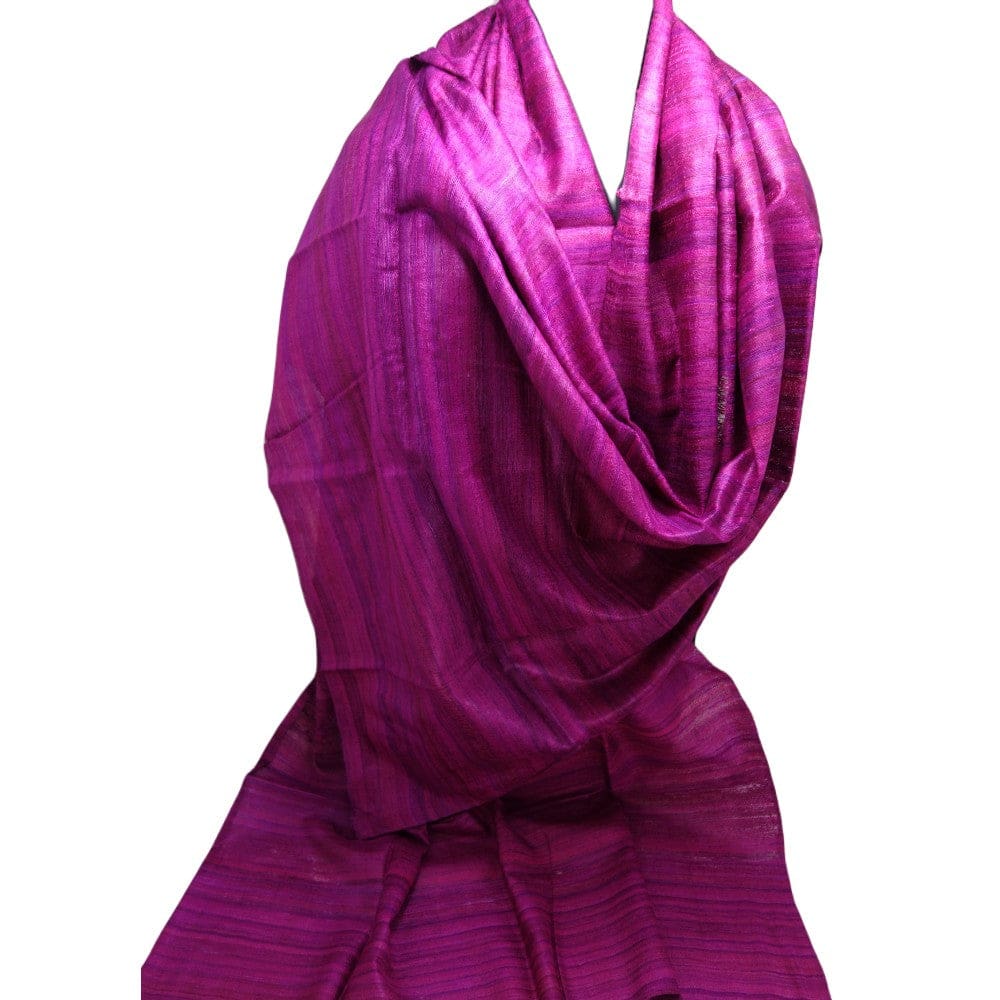 Sal tesut manual din 100% Matase Naturala Organica - Ghicha Tassar/Tussar Silk - Lilac Magenta ->RGhicha10 (...) - sal matase naturala