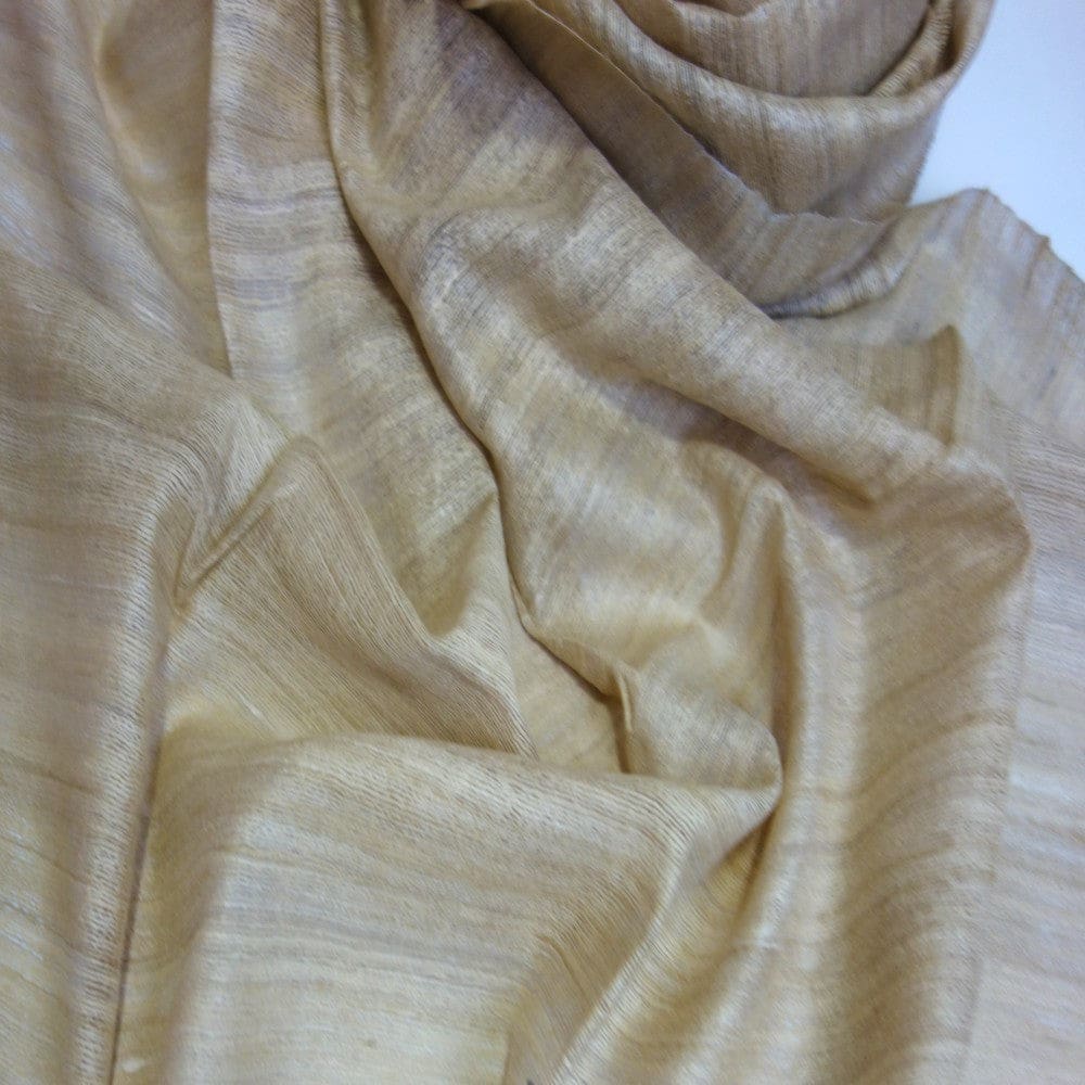 Sal tesut manual din 100% Matase Naturala Organica - Ghicha Tassar/Tussar Silk - Natural Beige -> Cod: NEWGhicha3 - sal matase naturala