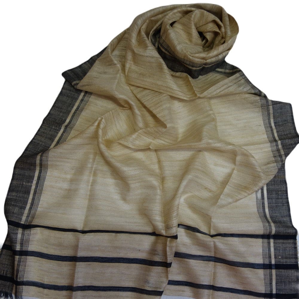 Sal tesut manual din 100% Matase Naturala Organica - Ghicha Tassar/Tussar Silk - Natural Beige -> Cod: NEWGhicha8 - Sal din Matase Raw Silk