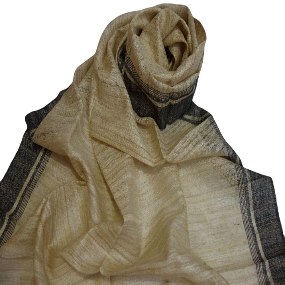 Sal tesut manual din 100% Matase Naturala Organica - Ghicha Tassar/Tussar Silk - Natural Beige -> Cod: NEWGhicha8 - Sal din Matase Raw Silk