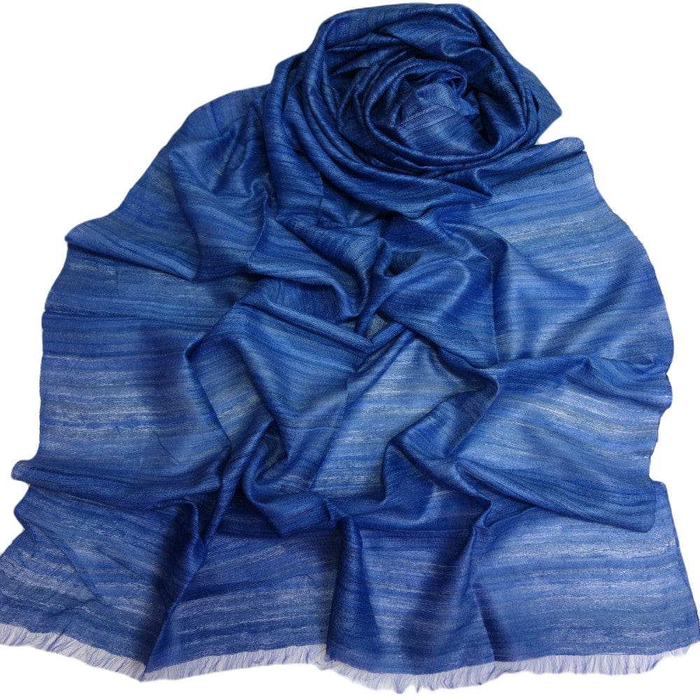 Sal tesut manual din 100% Matase Naturala Organica - Ghicha Tassar/Tussar Silk - Perennial Blue -> Cod: NEWGHICHA6 - sal matase naturala