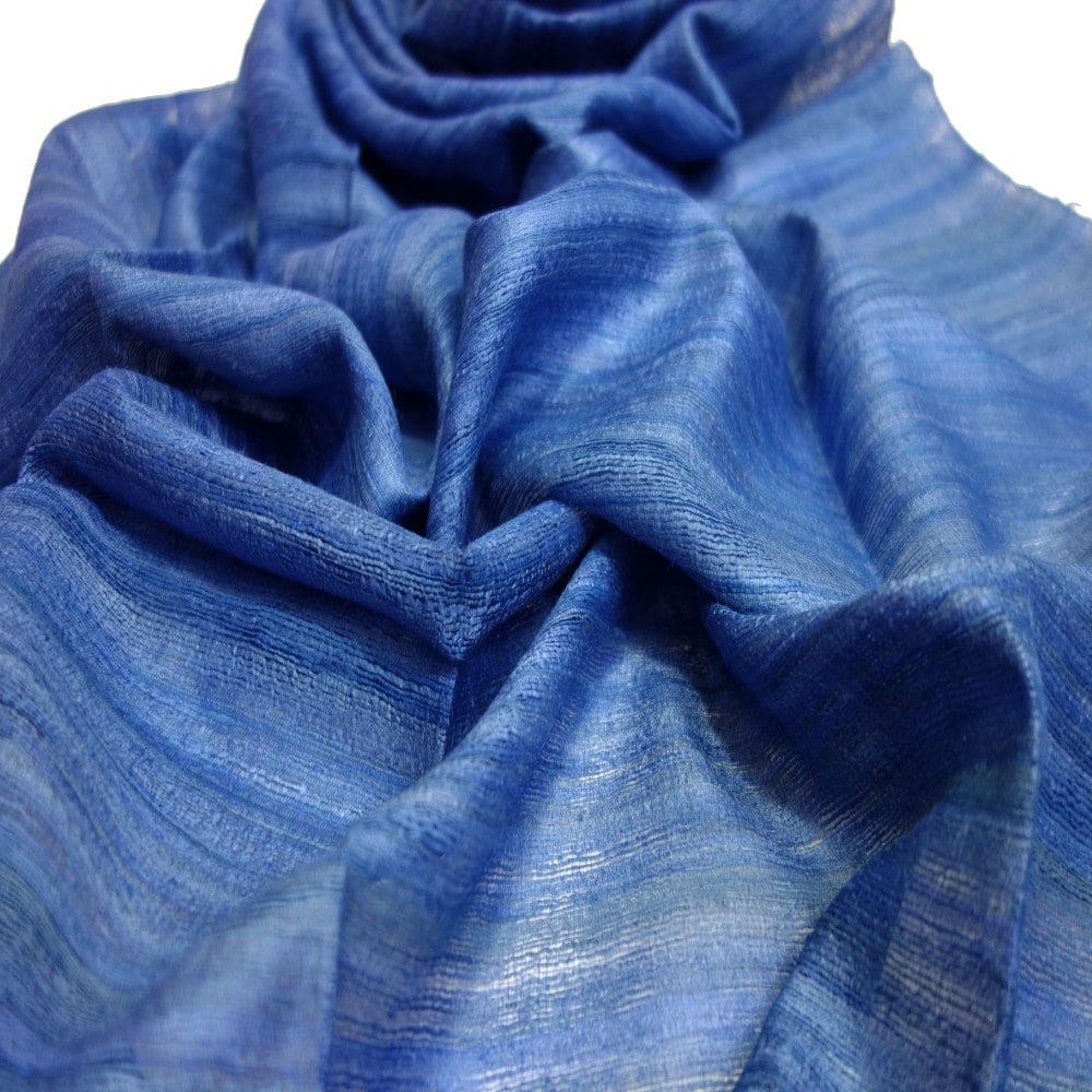 Sal tesut manual din 100% Matase Naturala Organica - Ghicha Tassar/Tussar Silk - Perennial Blue -> Cod: NEWGHICHA6 - sal matase naturala