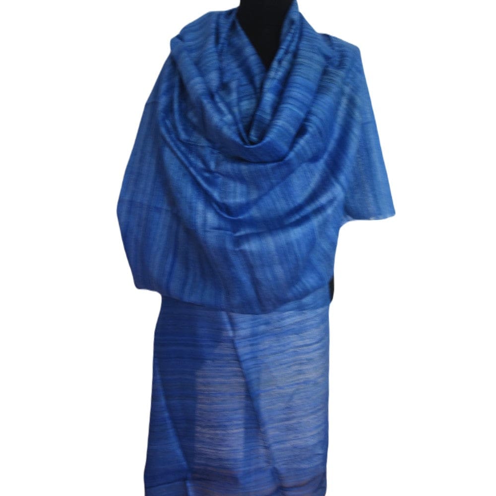 Sal tesut manual din 100% Matase Naturala Organica - Ghicha Tassar/Tussar Silk - Perennial Blue -> Cod: NEWGHICHA6 - sal matase naturala