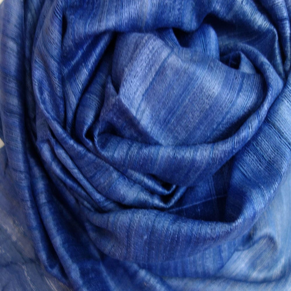 Sal tesut manual din 100% Matase Naturala Organica - Ghicha Tassar/Tussar Silk - Perennial Blue -> Cod: NEWGHICHA6 - sal matase naturala