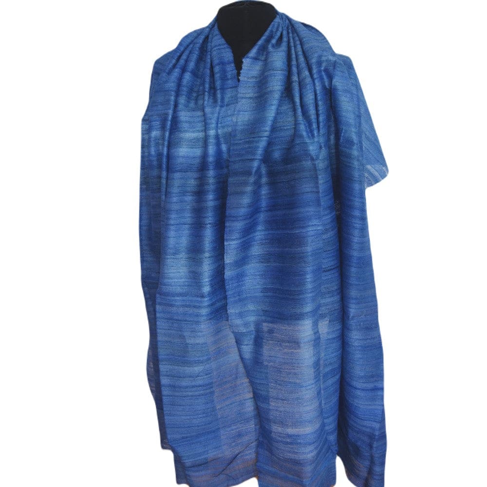 Sal tesut manual din 100% Matase Naturala Organica - Ghicha Tassar/Tussar Silk - Perennial Blue -> Cod: NEWGHICHA6 - sal matase naturala