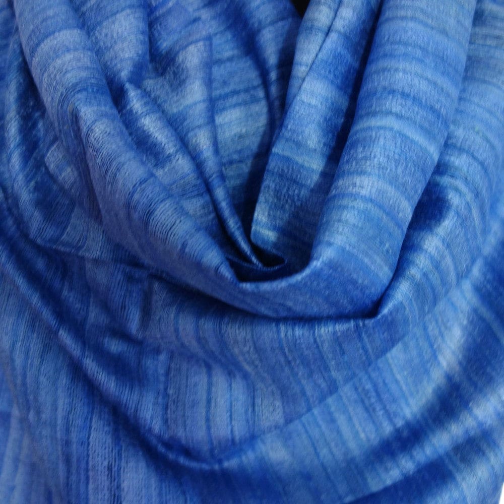 Sal tesut manual din 100% Matase Naturala Organica - Ghicha Tassar/Tussar Silk - Perennial Blue -> Cod: NEWGHICHA6 - sal matase naturala