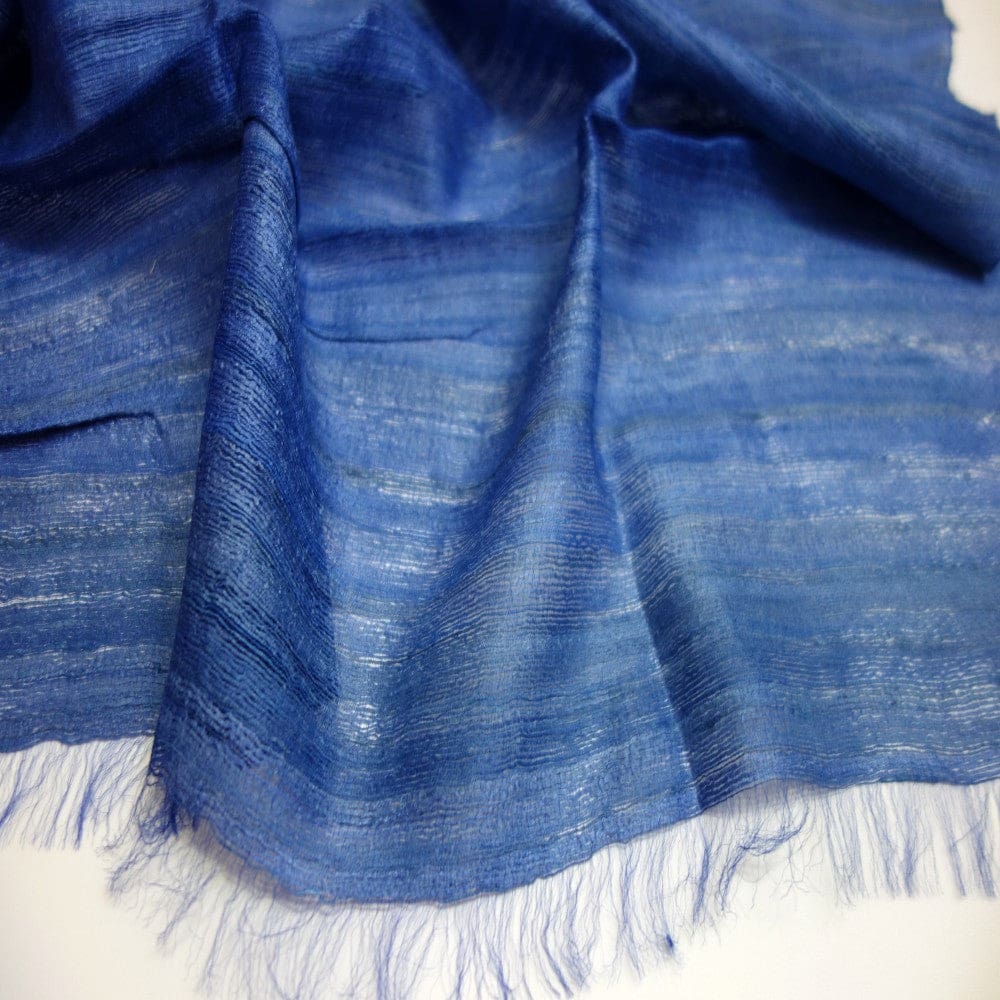 Sal tesut manual din 100% Matase Naturala Organica - Ghicha Tassar/Tussar Silk - Perennial Blue -> Cod: NEWGHICHA6 - sal matase naturala