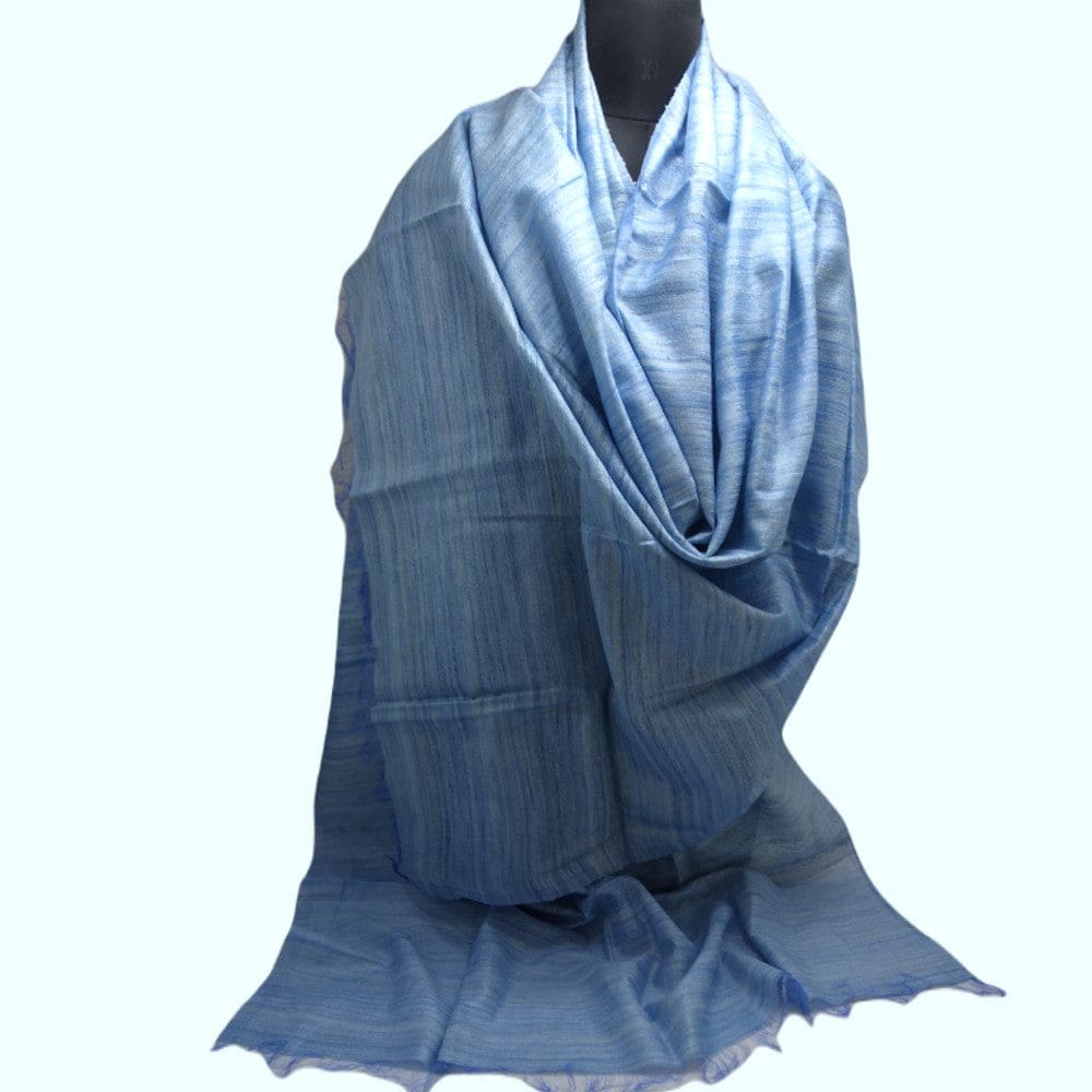 Sal tesut manual din 100% Matase Naturala Organica - Ghicha Tassar/Tussar Silk - Purple Blue -> Cod: BGHICHA3(..) - sal matase naturala