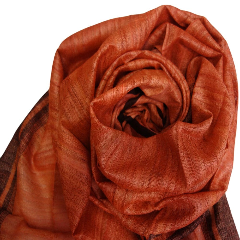 Sal tesut manual din 100% Matase Naturala Organica - Ghicha Tassar/Tussar Silk - Rosu Ruginiu -> Cod: NEWGHICHA4