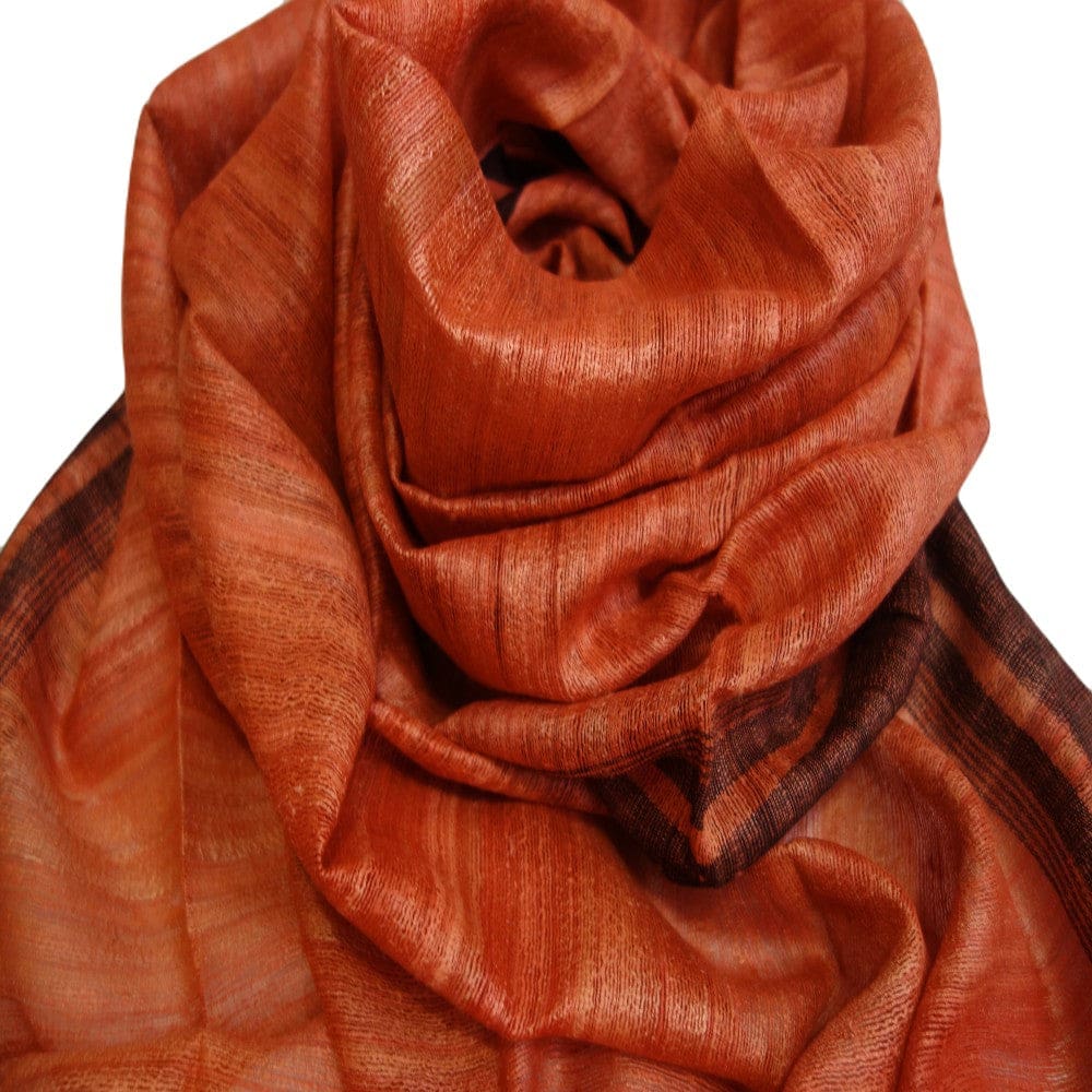 Sal tesut manual din 100% Matase Naturala Organica - Ghicha Tassar/Tussar Silk - Rosu Ruginiu -> Cod: NEWGHICHA4