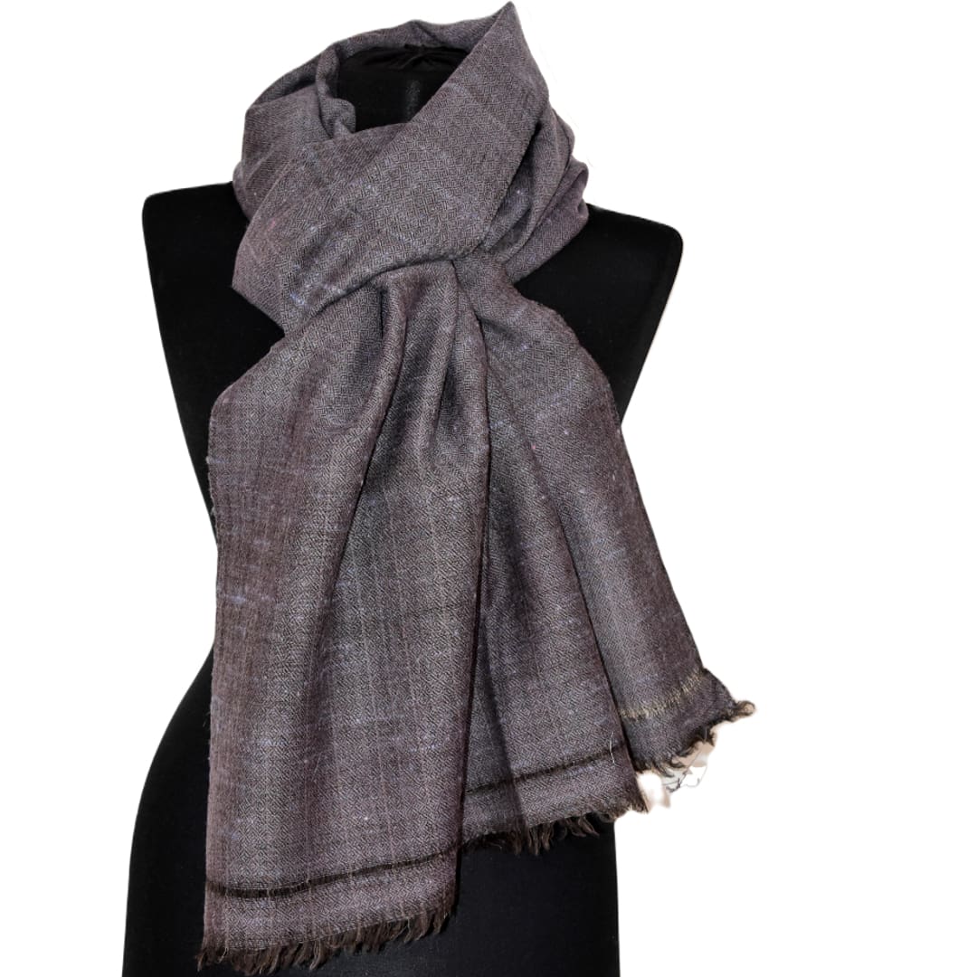 Sal Unisex confectionat din 100% Lana (Yak & Merino) ->Blue Gray Diamantat -> Cod: YAKNEW12 - Saluri din Lana de Yak & Merino