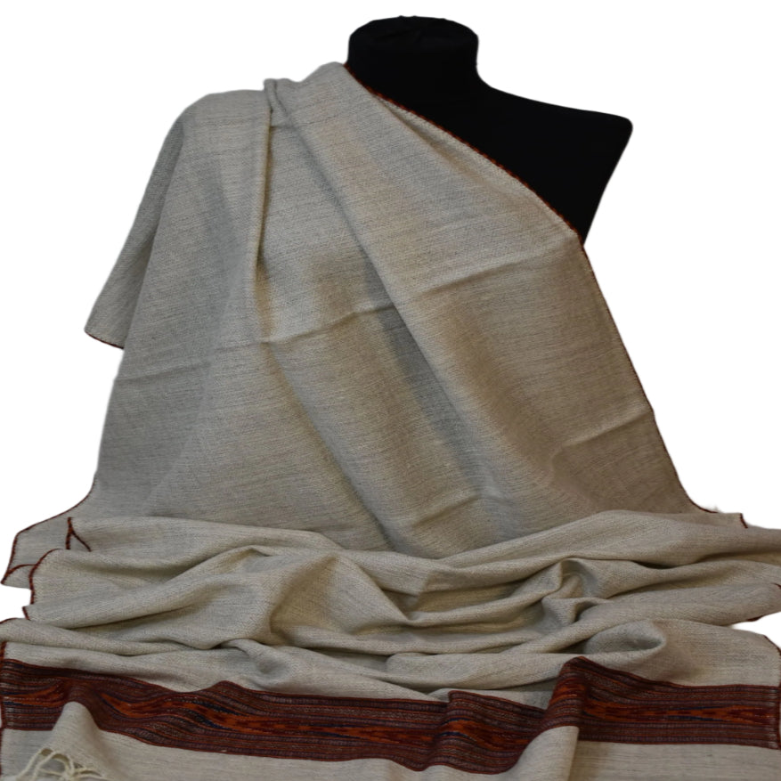 Sal Unisex confectionat din 100% Lana (Yak & Merino) -> Ivory Beige -> Cod: Feb6 - Sal din lana de Yak & Merino