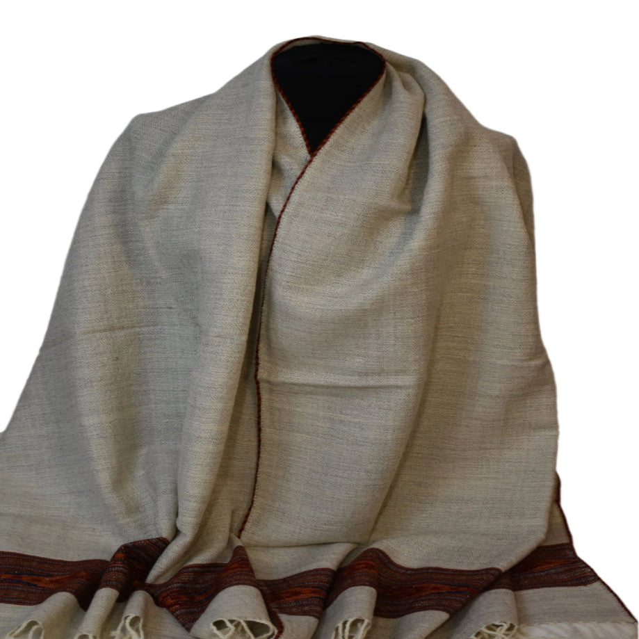 Sal Unisex confectionat din 100% Lana (Yak & Merino) -> Ivory Beige -> Cod: Feb6 - Sal din lana de Yak & Merino