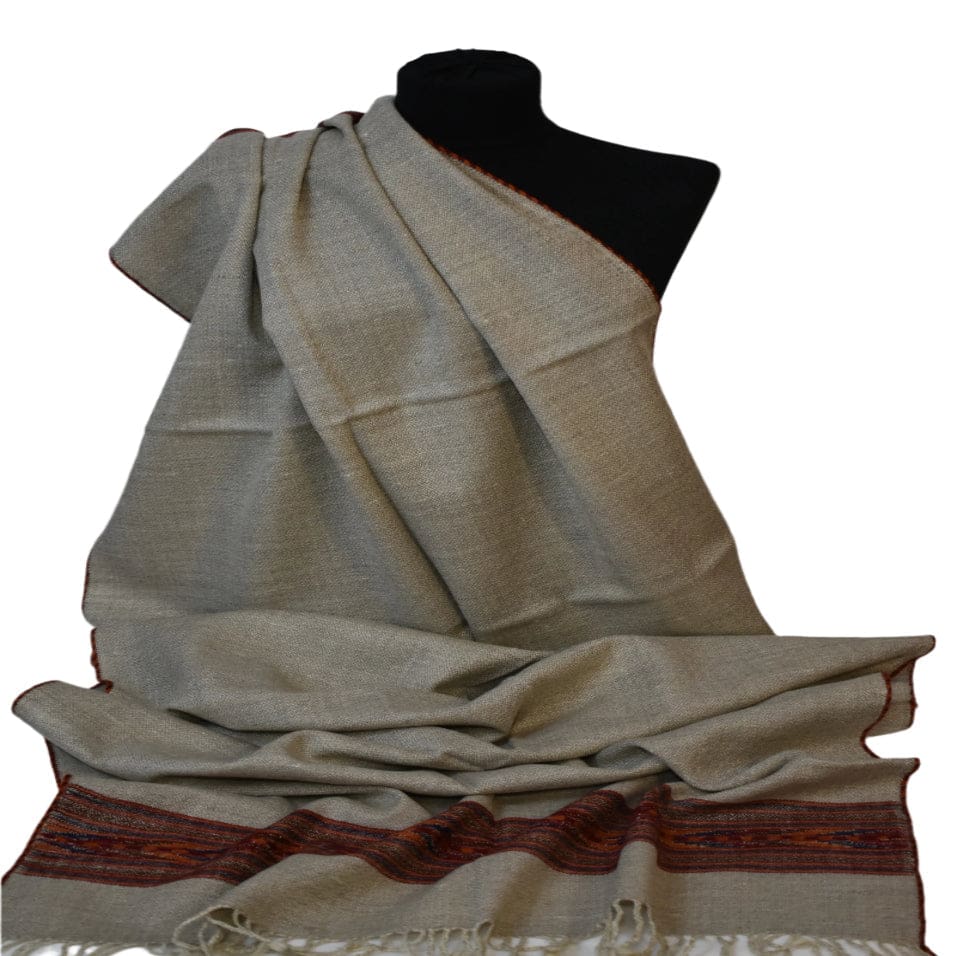 Sal Unisex confectionat din 100% Lana (Yak & Merino) -> Natural Grej -> Cod: Feb2 - Sal din lana de Yak & Merino