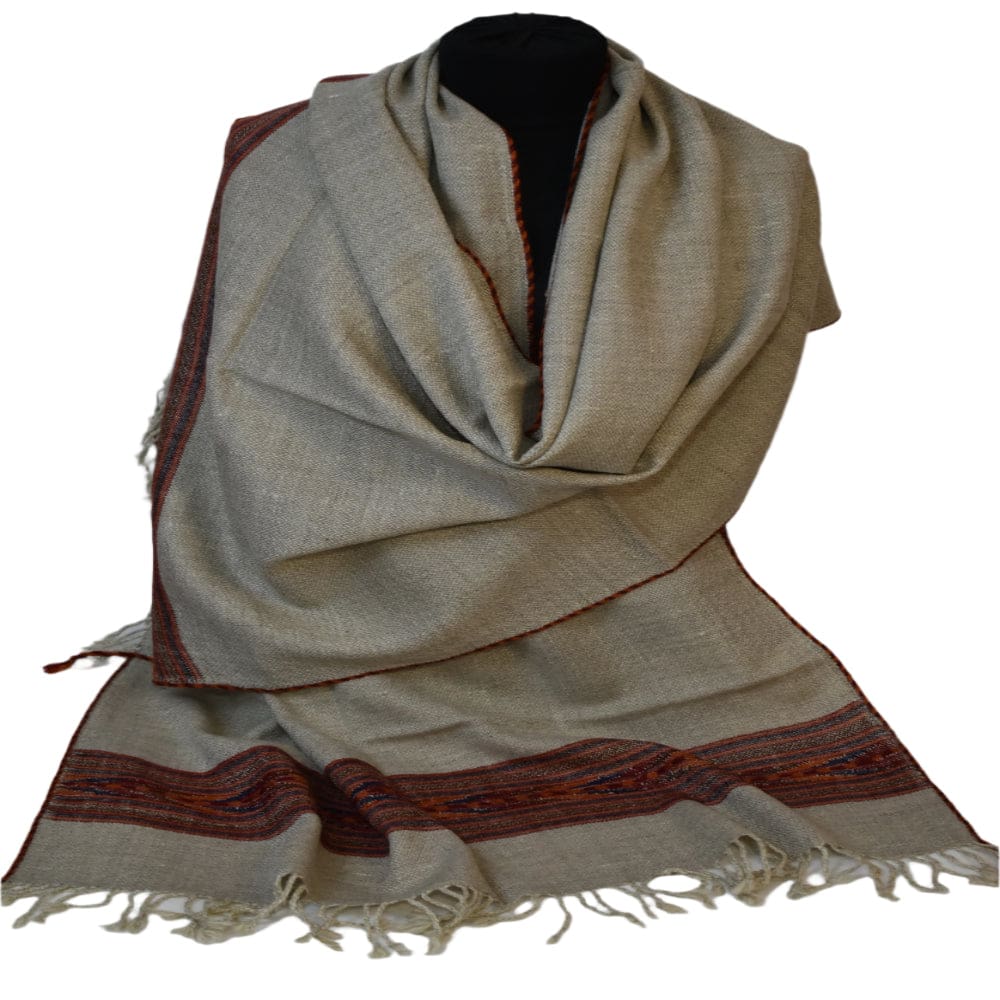Sal Unisex confectionat din 100% Lana (Yak & Merino) -> Natural Grej -> Cod: Feb2 - Sal din lana de Yak & Merino