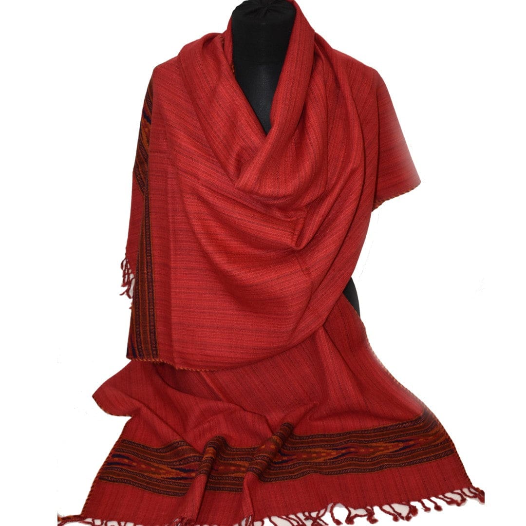 Sal Unisex confectionat din 100% Lana (Yak & Merino) -> Rosu -> Cod: Feb1 - Sal din lana de Yak & Merino