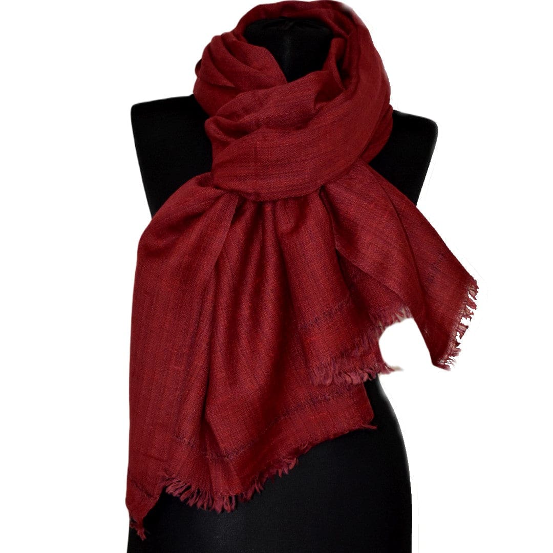 Sal Unisex confectionat din 100% Lana (Yak & Merino) ->Rosu Visina -> Cod: YAKNEW1 - Sal din lana de Yak & Merino