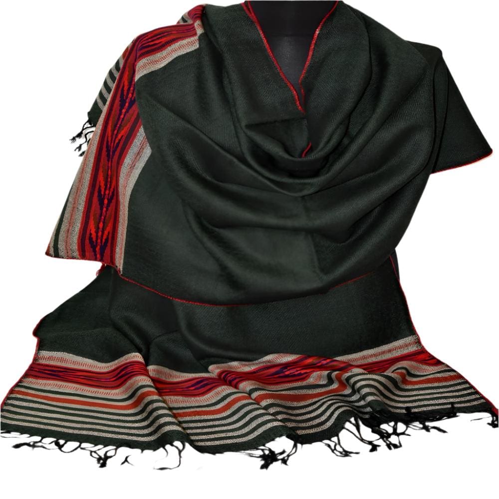 Sal Unisex confectionat din 100% Lana (Yak & Merino) ->Verde Smarald /Negru-> Cod: LANA5 - Sal din lana de Yak & Merino