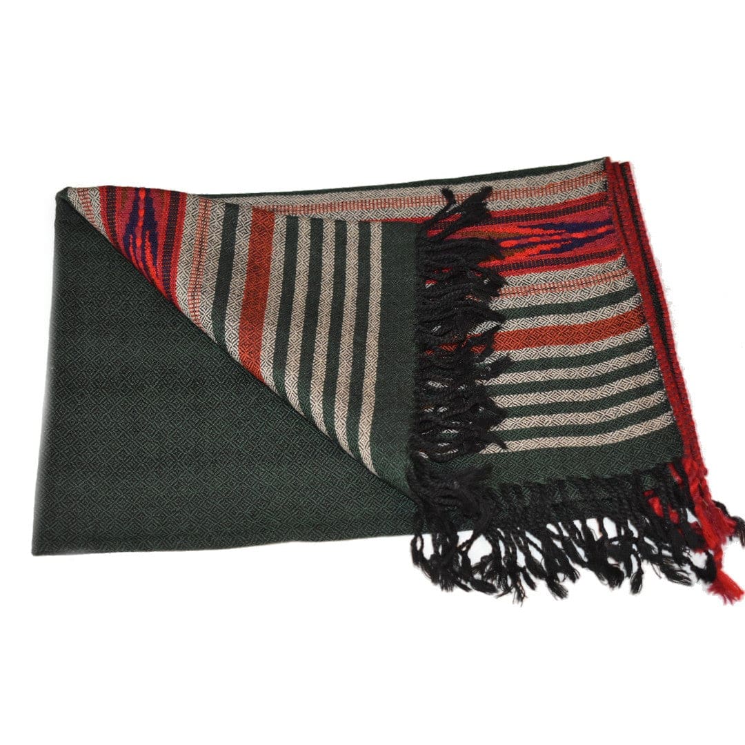 Sal Unisex confectionat din 100% Lana (Yak & Merino) ->Verde Smarald /Negru-> Cod: LANA5 - Sal din lana de Yak & Merino