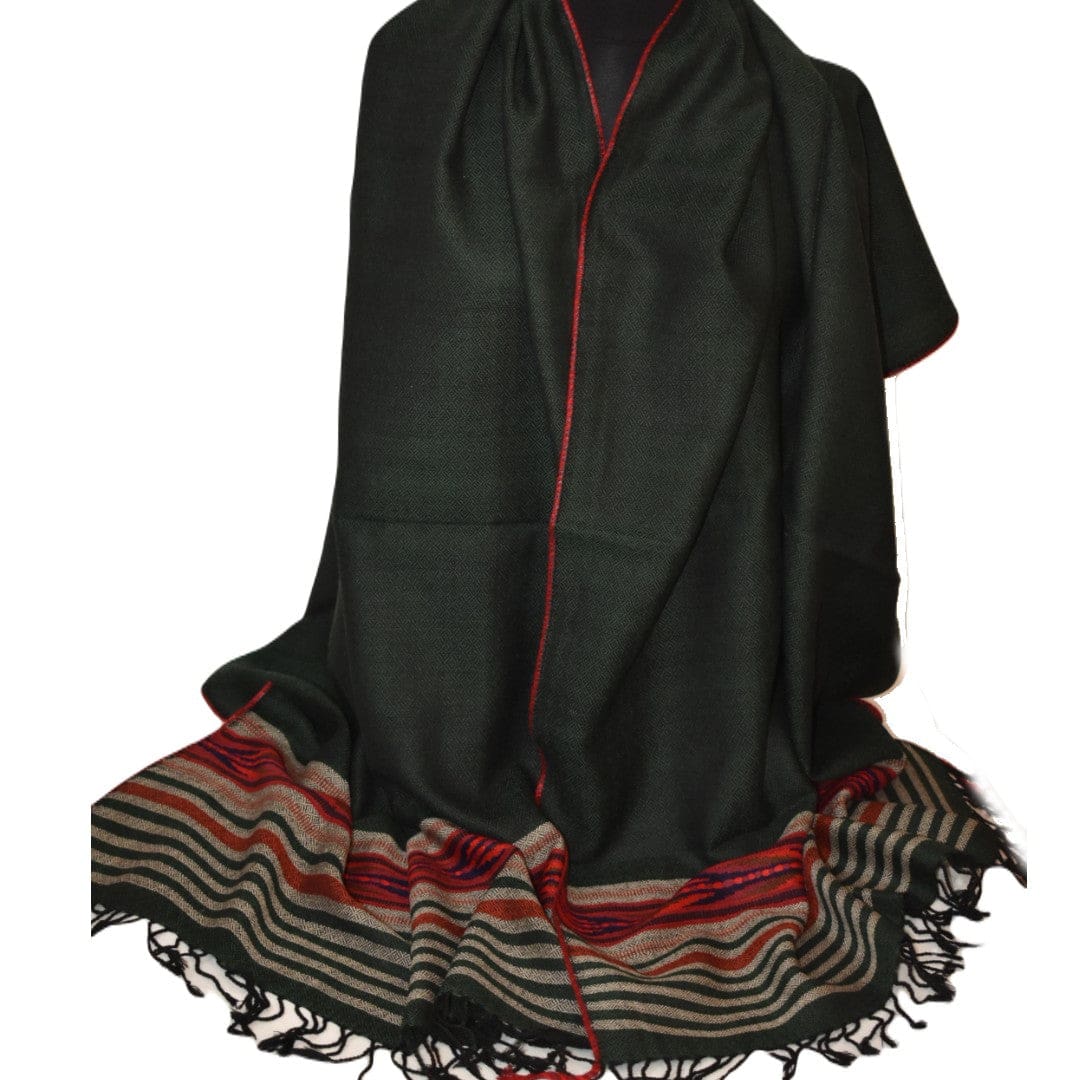 Sal Unisex confectionat din 100% Lana (Yak & Merino) ->Verde Smarald /Negru-> Cod: LANA5 - Sal din lana de Yak & Merino