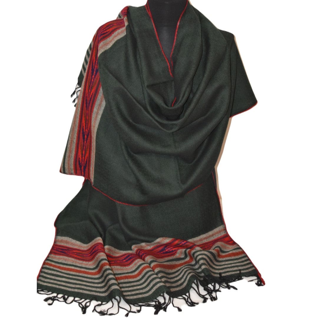 Sal Unisex confectionat din 100% Lana (Yak & Merino) ->Verde Smarald /Negru-> Cod: LANA5 - Sal din lana de Yak & Merino