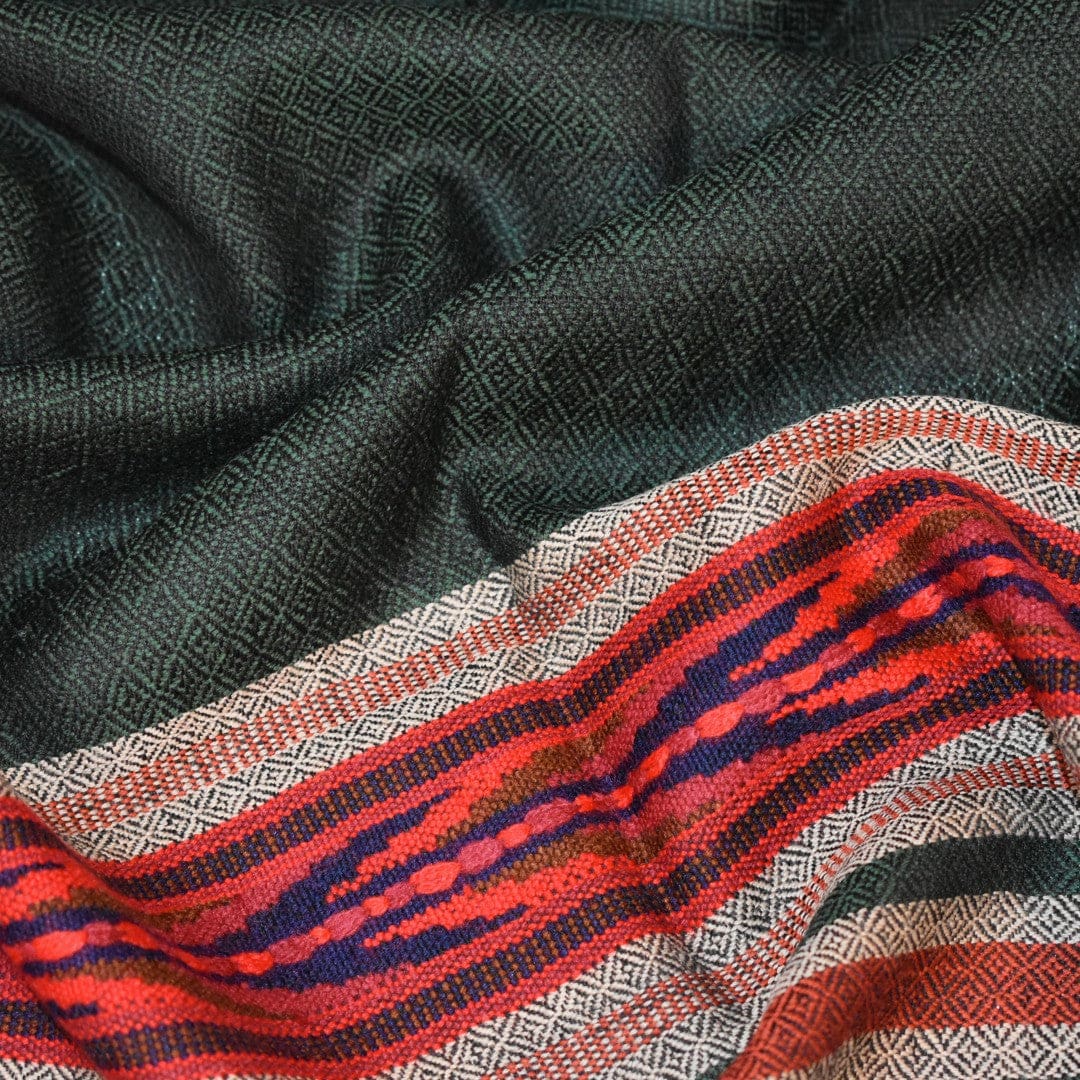 Sal Unisex confectionat din 100% Lana (Yak & Merino) ->Verde Smarald /Negru-> Cod: LANA5 - Sal din lana de Yak & Merino
