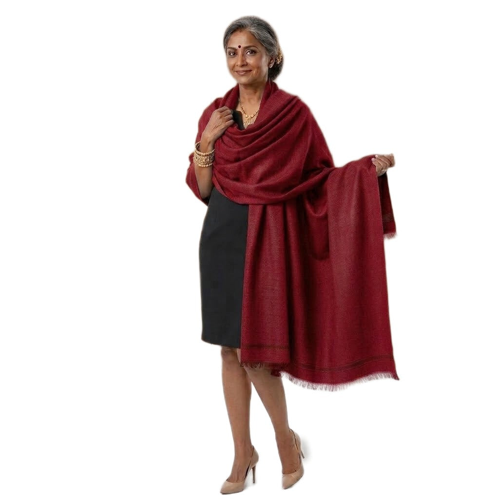 Sal Unisex confectionat din 100% Lana ( Yak & Merino ) -> Burgundy Visiniu -> Cod: YAKNEW1