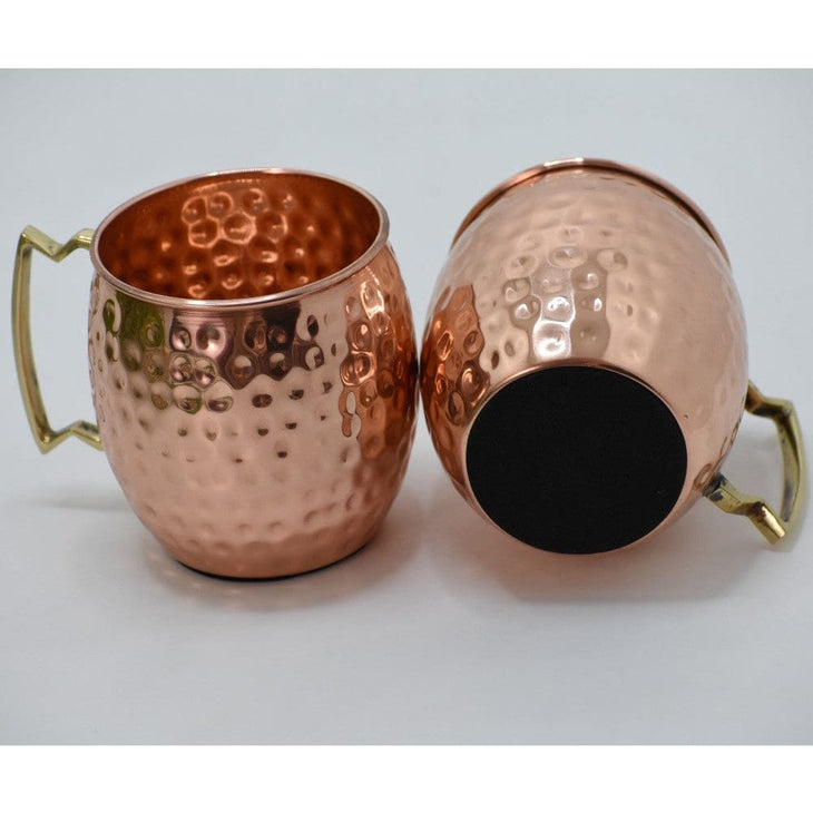 SET -> 2 Cani Mari din Cupru solid cu maner din Alama - Cana Cupru