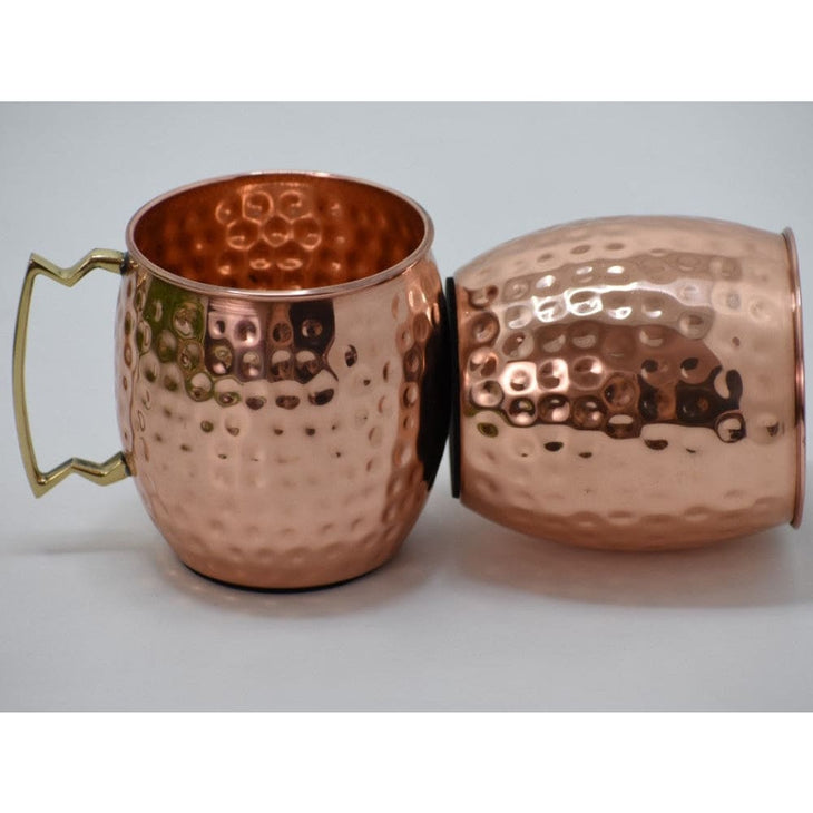 SET -> 2 Cani Mari din Cupru solid cu maner din Alama - Cana Cupru