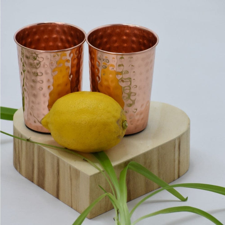 SET -> Pahare din Cupru solid fara jointuri cu finish ’Lovitura ciocan’ - Set 2 Pahare Cupru - pahare cupru