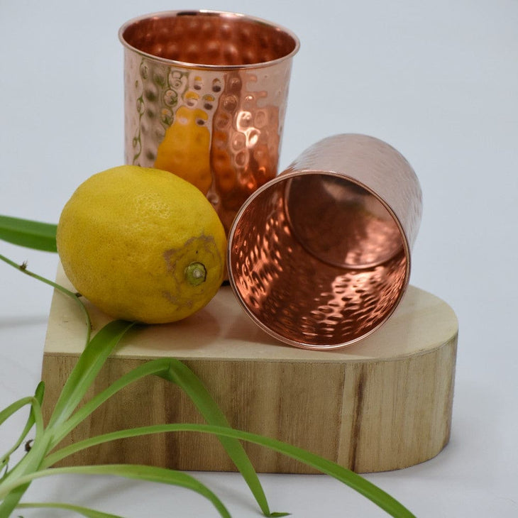 SET -> Pahare din Cupru solid fara jointuri cu finish ’Lovitura ciocan’ - Set 2 Pahare Cupru - pahare cupru