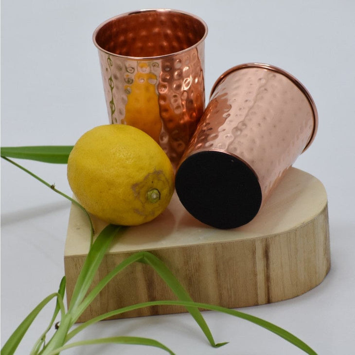 SET -> Pahare din Cupru solid fara jointuri cu finish ’Lovitura ciocan’ - Set 2 Pahare Cupru - pahare cupru