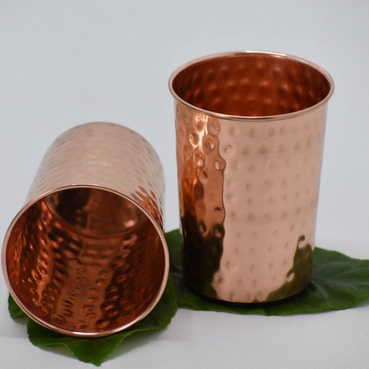 SET -> Pahare din Cupru solid fara jointuri cu finish ’Lovitura ciocan’ - Set 2 Pahare Cupru - pahare cupru