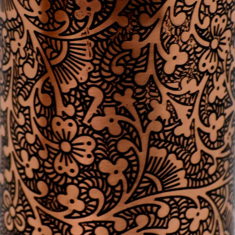Sticla de Cupru cu Model Embosat - Vintage Floral -> Cod: EMBC1 - sticla cupru