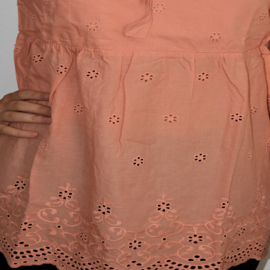 Tunica din Bumbac cu broderie decupata - Pastel Peach - Bluza