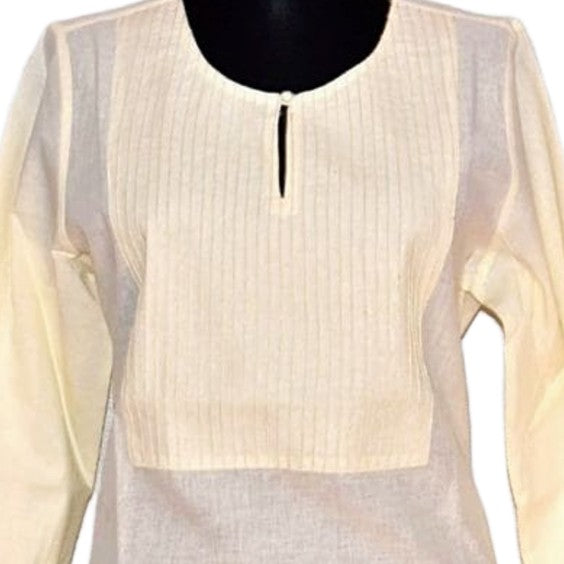 Tunica Lunga din Bumbac 100% tesut manual- IVORY ALB