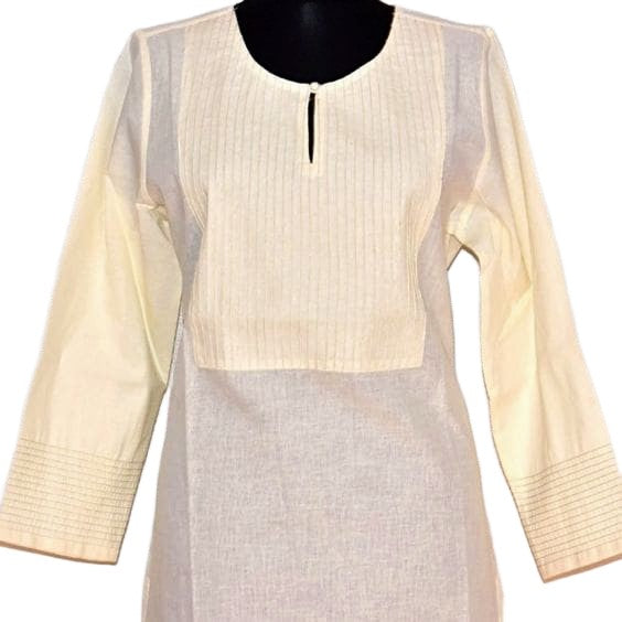 Tunica Lunga din Bumbac 100% tesut manual- IVORY ALB