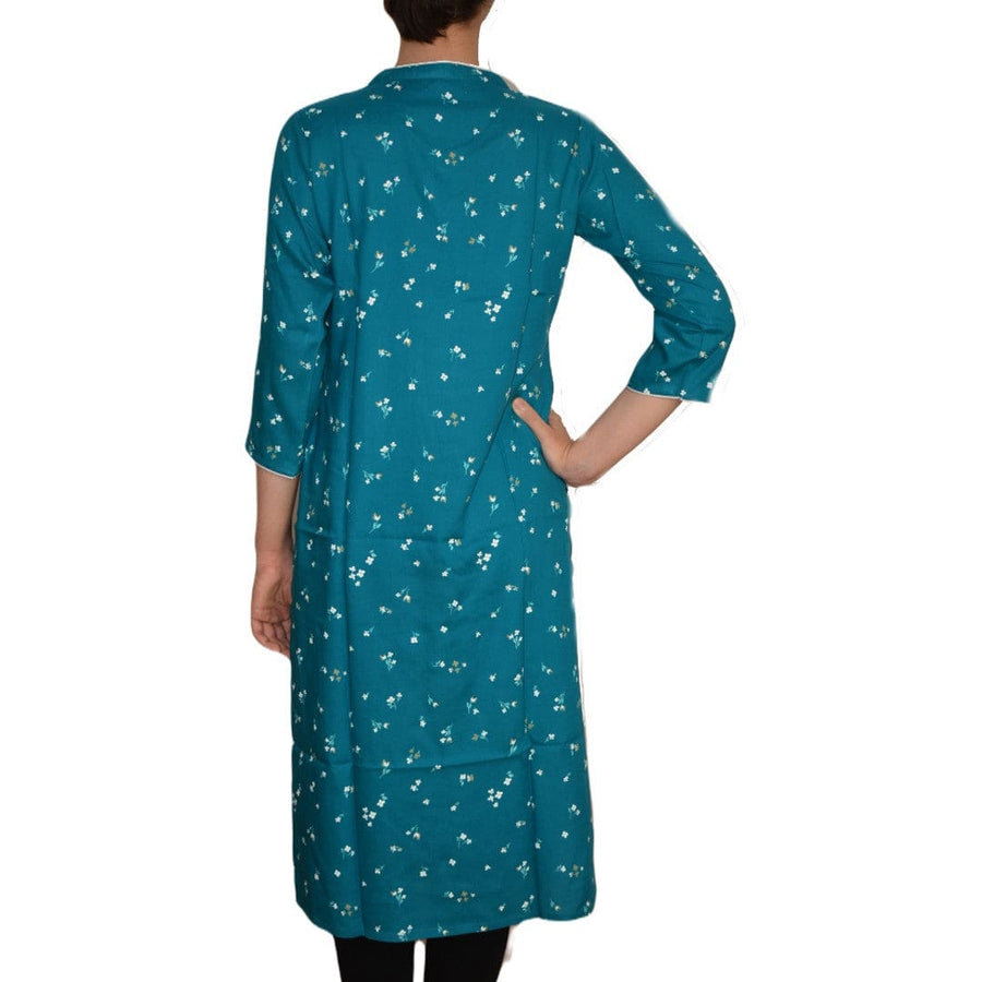 Tunica lunga din bumbac - Blue Turcoaz - Kurta1 - Tunica lunga Kurta