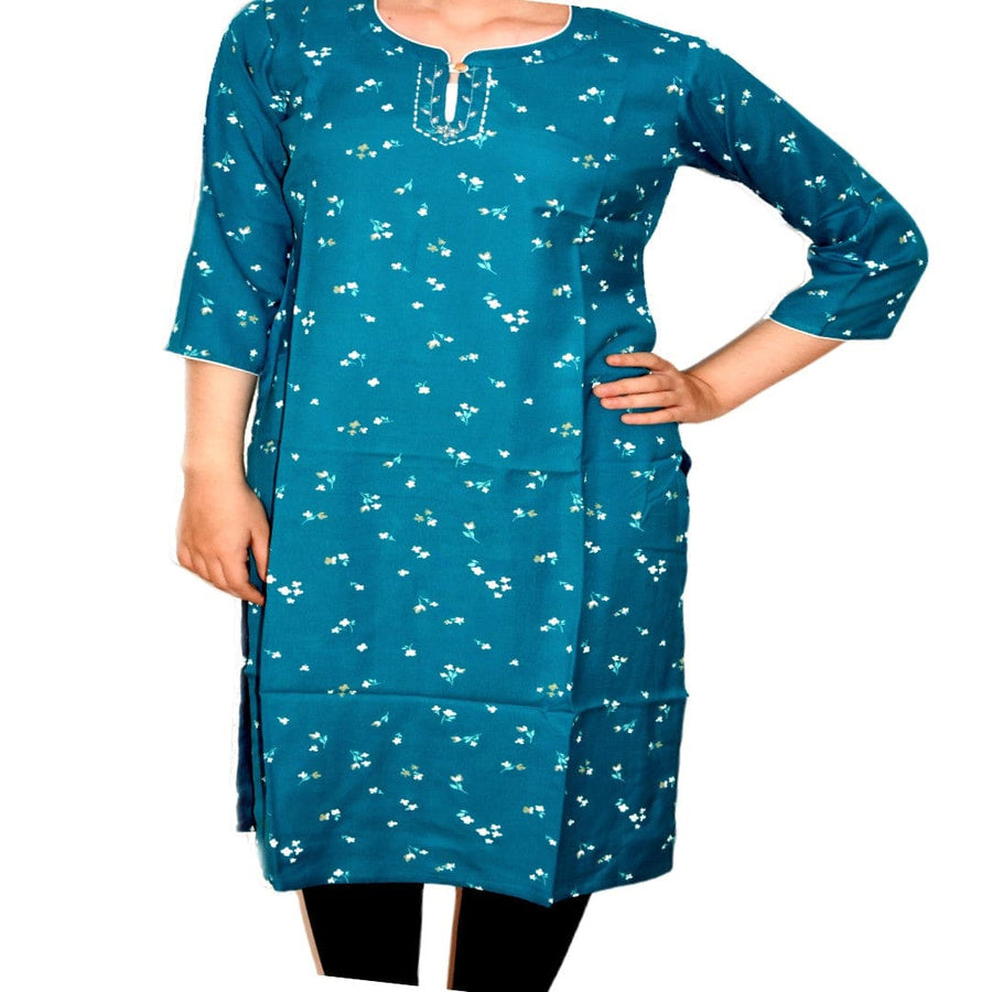 Tunica lunga din bumbac - Blue Turcoaz - Kurta1 - Tunica lunga Kurta