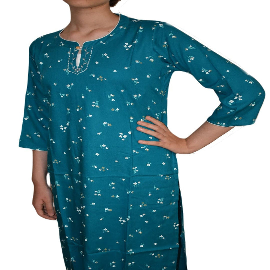 Tunica lunga din bumbac - Blue Turcoaz - Kurta1 - Tunica lunga Kurta