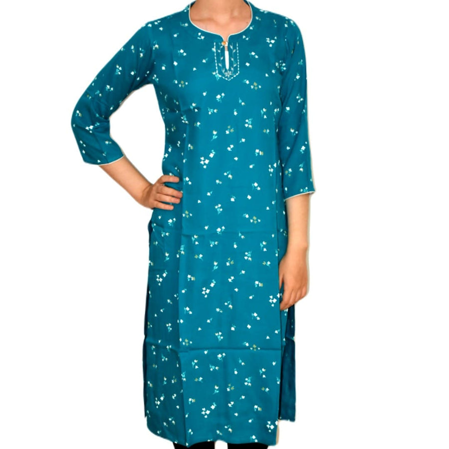 Tunica lunga din bumbac - Blue Turcoaz - Kurta1 - Tunica lunga Kurta