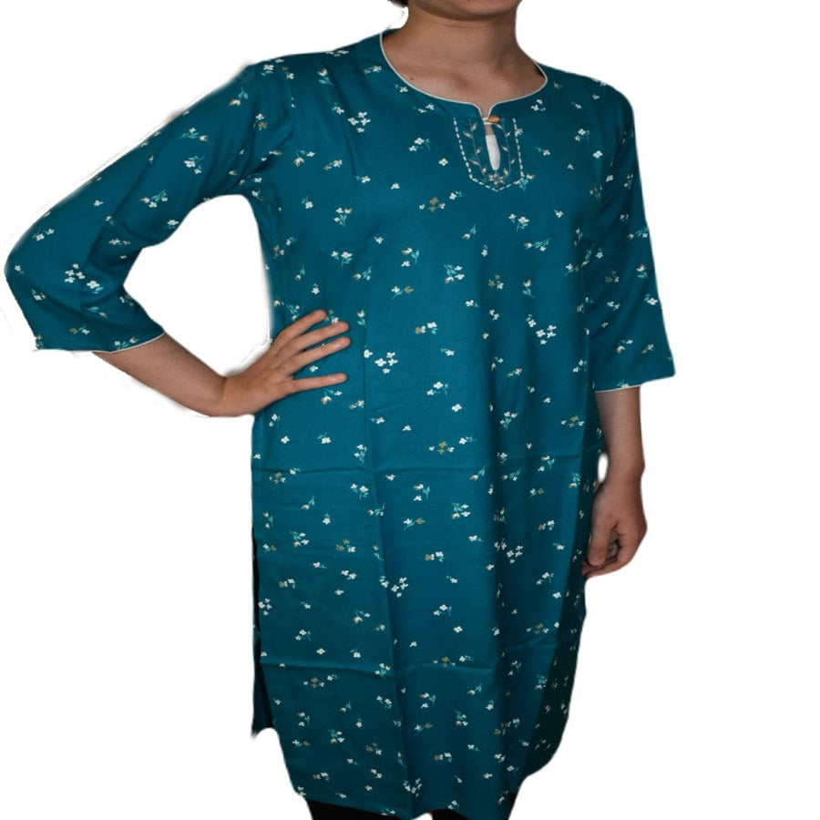 Tunica lunga din bumbac - Blue Turcoaz - Kurta1 - Tunica lunga Kurta