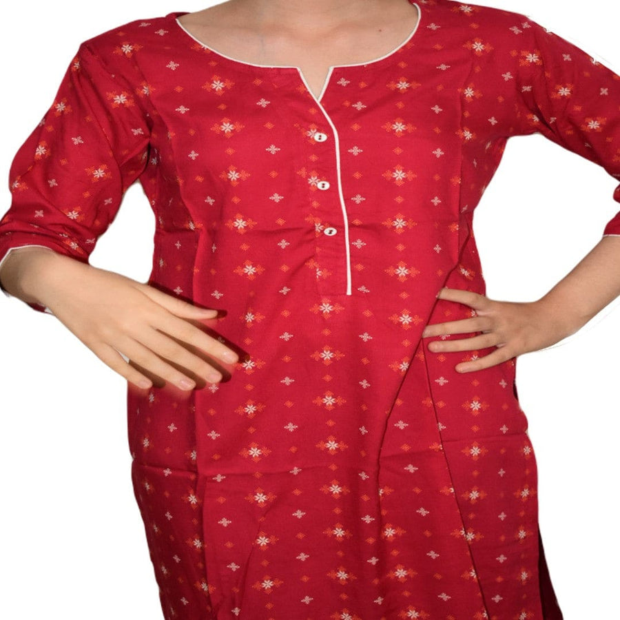 Tunica lunga din bumbac - Magenta Roze - KURTIS2 - Tunica lunga Kurta