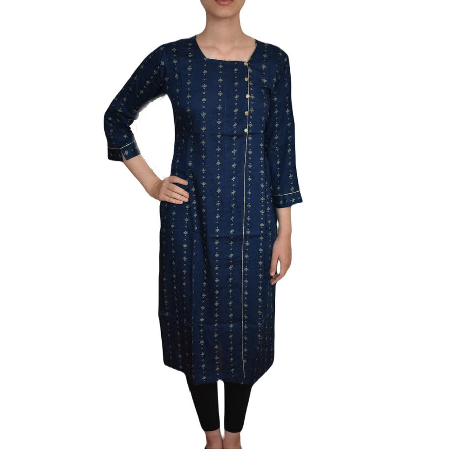 Tunica lunga din bumbac - Navy Blue Indigo - Cod: Navy1 - Tunica lunga Kurta